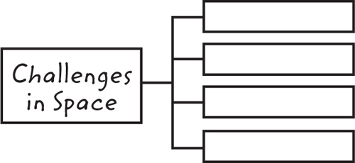 Example of a graphic organizer used to list four challenges in space
