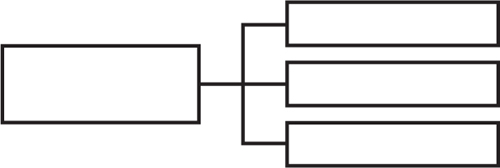 Example of graphic organizer with one box on the left branching into three boxes on the right